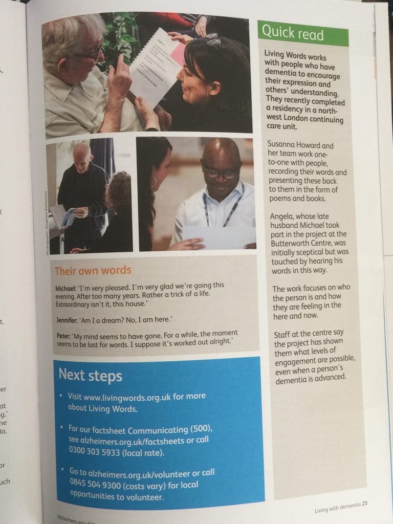 Alzheimer's Society - Living With Dementia magazine - Living Words